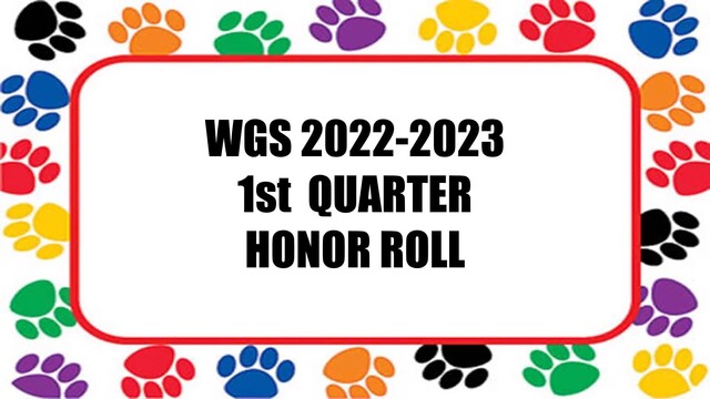 2022-2023 First Quarter Honor Rolls - Middle School